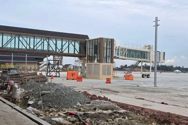 Tampak proyek Bandara VVIP IKN atau Bandara Internasional Nusantara saat masih dalam pembangunan. (IKN)