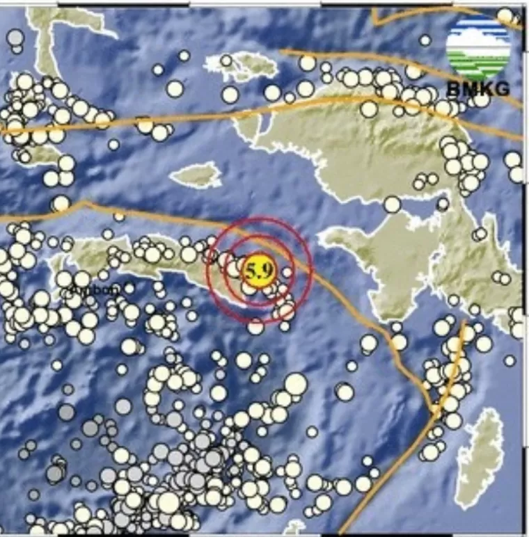 Gempa terkini dengan kekuatan M5,9 mengguncang wilayah Papua Barat pada Rabu, 19 Februari 2025. (Dok: BMKG)