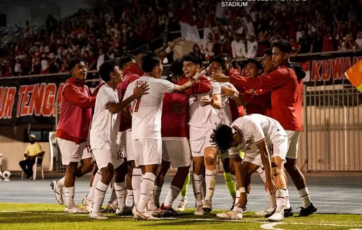 Timnas Indonesia U-17 vs Korsel di laga Piala Asia U-17 2025 yang berlangsung di Stadion Prince Abdullah Al Faisal, Jeddah, Jumat 4 April 2025 malam WIB. (Timnas Indonesia)
