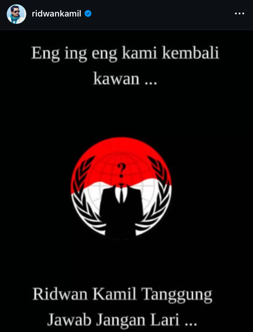 Ridwan Kamil menyampaikan kalau akun Instagram miliknya diretas atau di-hack pada Junat, 11 April 2025.