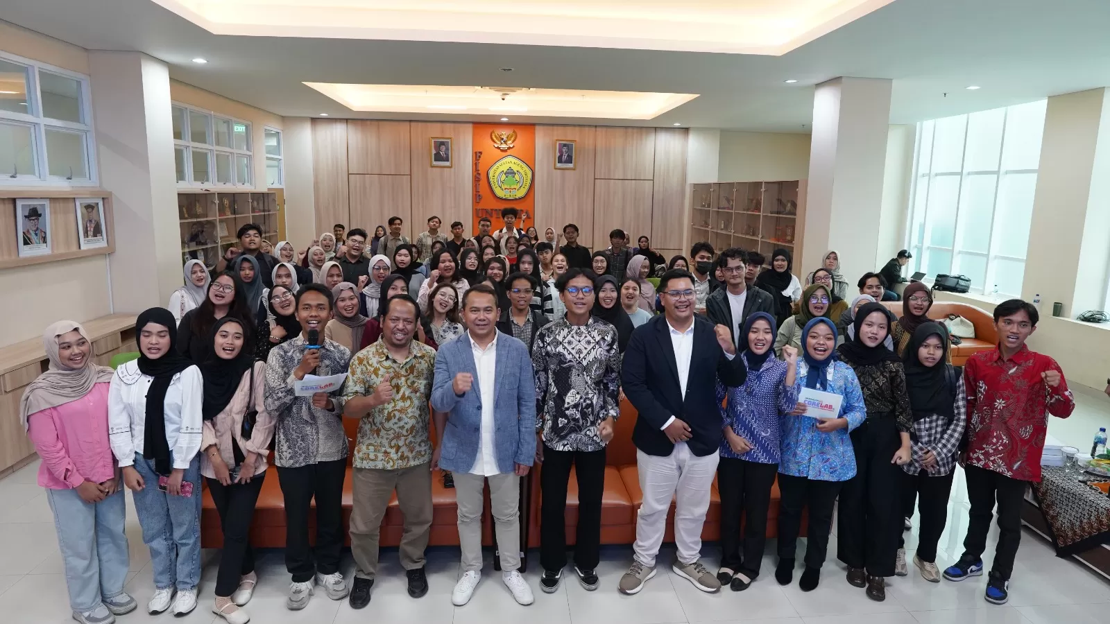 Acara Content Creator Laboratorium (CoreLab) 2025 yang digelar Promedia Teknologi Indonesia (PTI) di kampus FISIP Universitas Sultan Ageng Tirtayasa, Serang, Banten, pada Rabu, 7 Mei 2025. (Promedia)