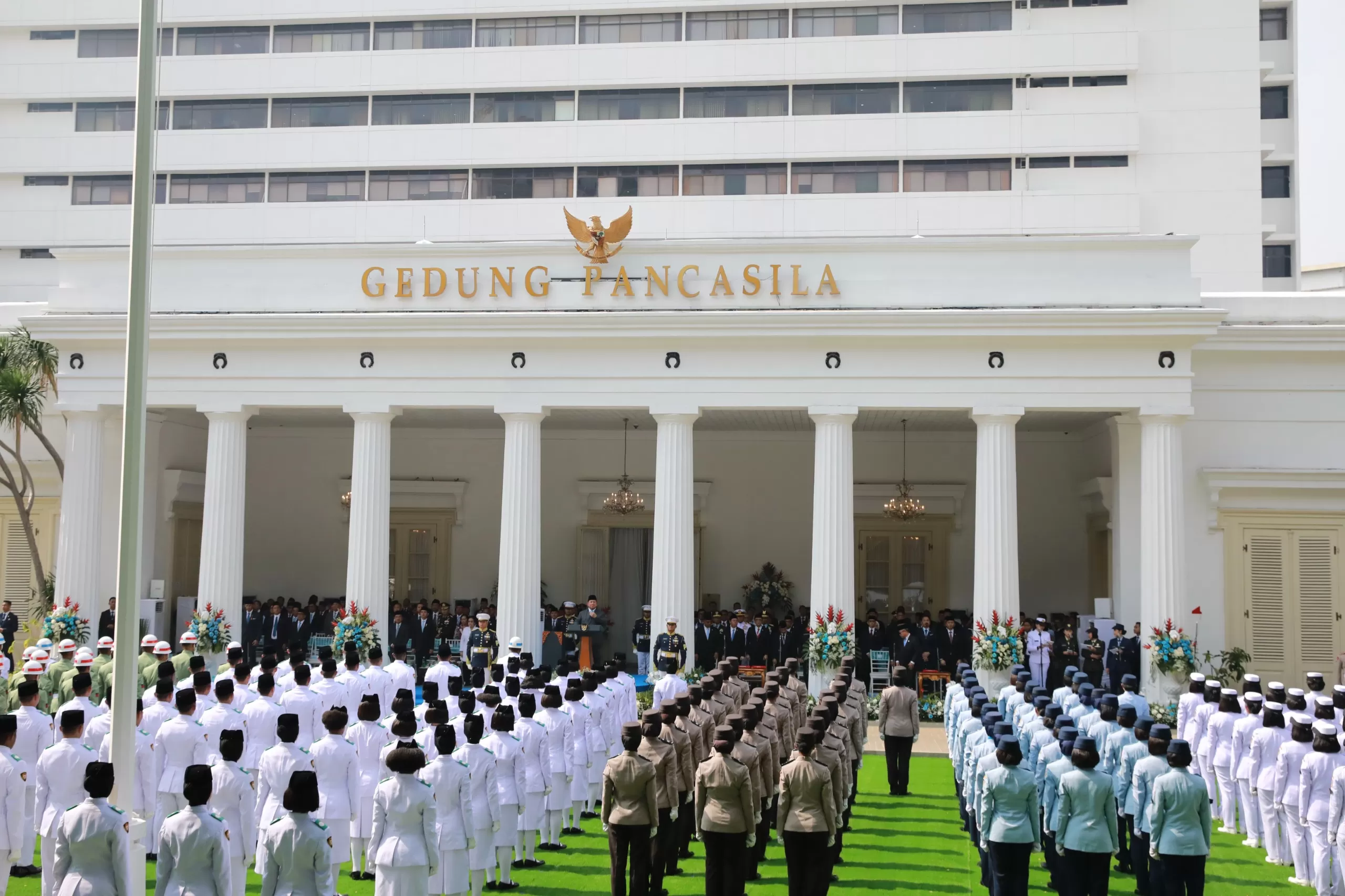 Presiden Prabowo Subianto saat berpidato di Hari Lahir Pancasila. (Sekretariat Kabinet)