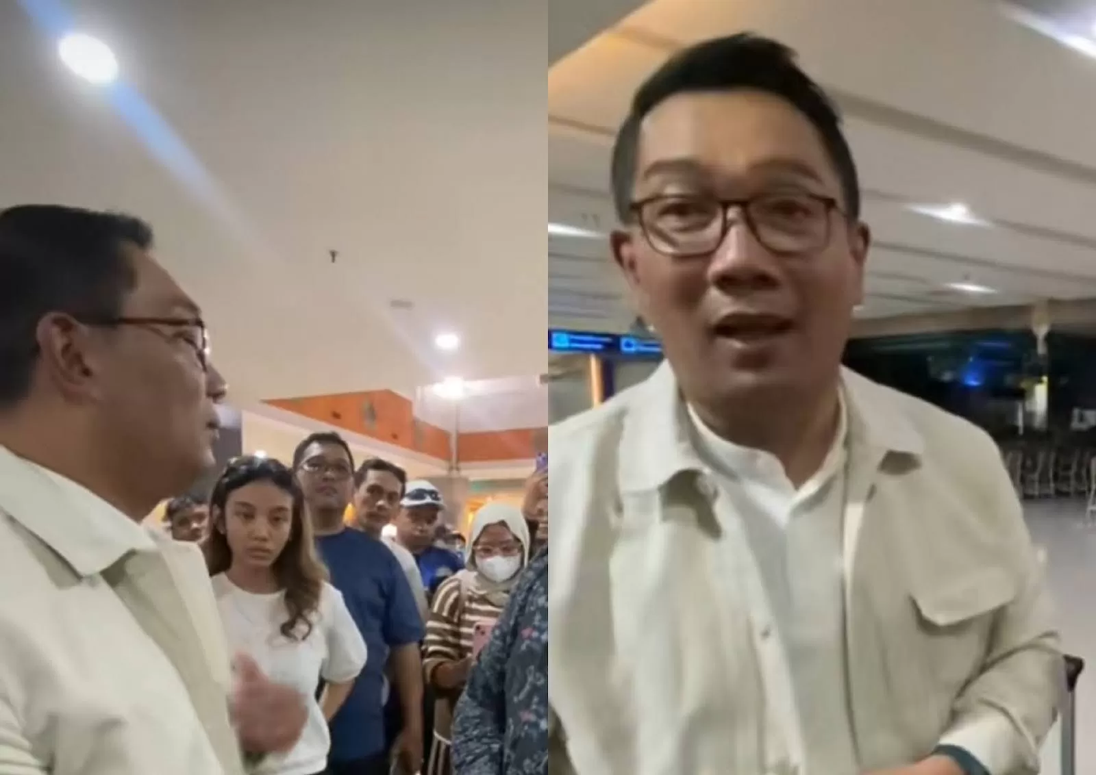 Ridwan Kamil membantu penumpang yang mengalami pesawat delay di Bali karena proyek pengaspalan bandara (Tangkapan layar TikTok/Vindy_vdhl19)