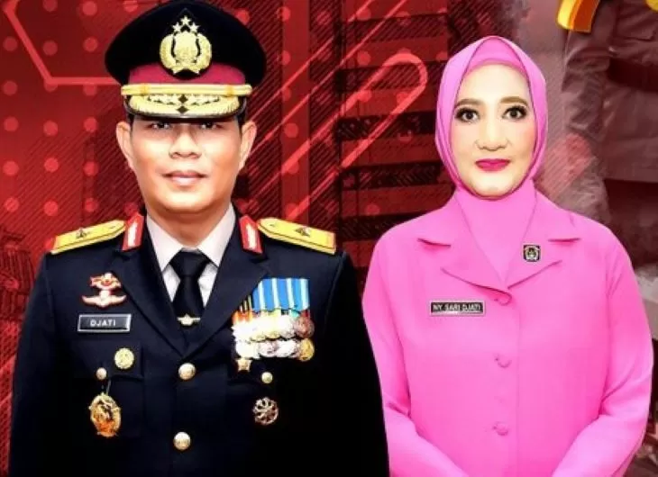 Wakapolda Metro Jaya Brigjen Pol Djati Wiyoto Abadhy bersama istri.dalam surat telegram mutasi Polri, dia dipromosikan Kapolri sebagai Kapolda Kaltara. (Humas Polri)