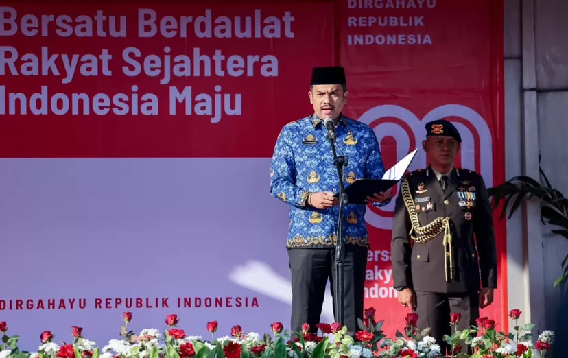 Menteri Usaha Mikro Kecil dan Menengah (UMKM) Maman Abdurrahman saat peringatan Hari Ulang Tahun (HUT) ke-80 Kemerdekaan Republik Indonesia.