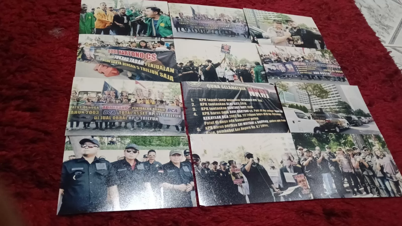 foto dokumentasi aksi demonstrasi besar di depan Gedung BCA Tower dan Komisi Pemberantasan Korupsi (KPK) pada 3 Agustus 2018.