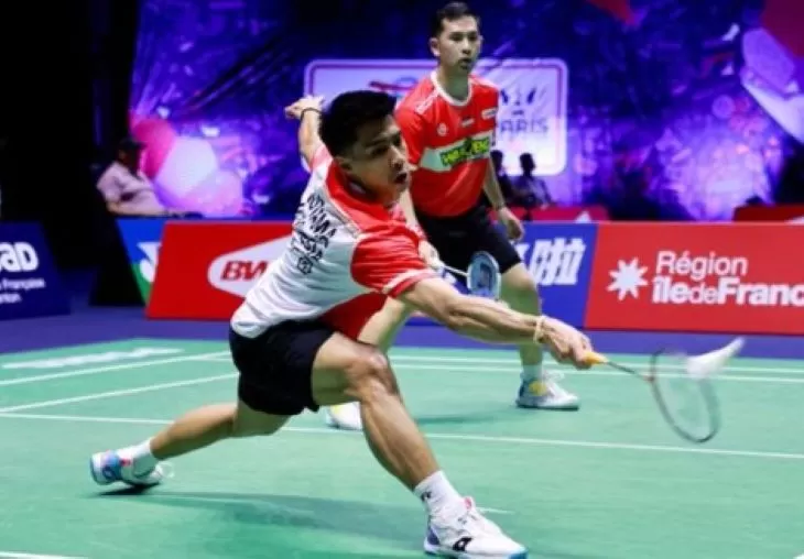 Sabar Karyaman Gutama-Moh Reza Pahlevi Isfahani terhenti di babak kedua Kejuaraan Dunia 2025.  (PBSI)