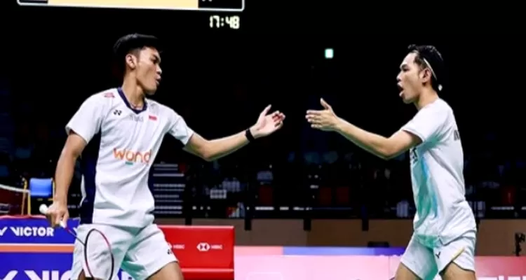 Fajar-Fikri hari ini melakoni debut di Australia Open 2025.  (Foto: Instagram @badminton.ina)