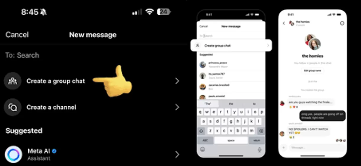Fitur Terbaru Create Group Chat di thread (foto: kolase ist.)
