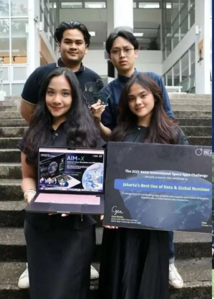 Empat mahasiswa STEI ITB menciptakan aplikasi AIM-X di NASA International Space Apps Challenge 2025. (Foto: NASA)