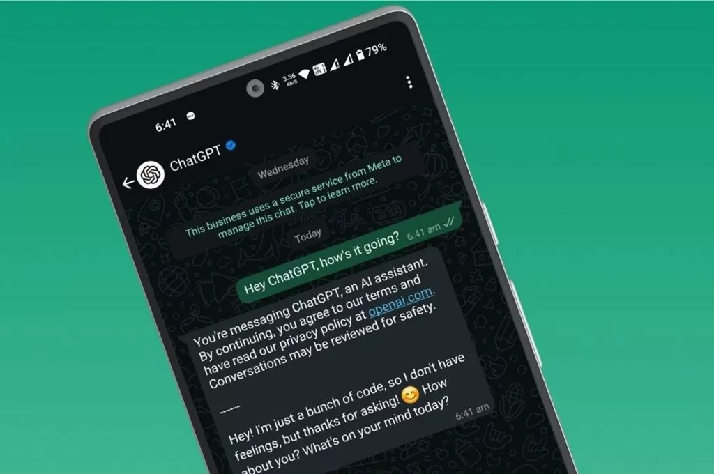 Chatbot yang tersedia di platform WhatsApp