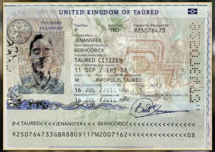 Paspor seorang pria yang mengaku berasal dari negara bernama Taured. (Istimewa)