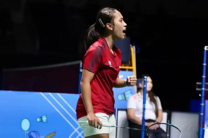 Tunggal putri ketiga Indonesia, Mutiara Ayu Puspitasari, berhasil  membawa Indonesia ke final beregu putri bulu tangkis SEA Games 2025. (Foto: PBSI)