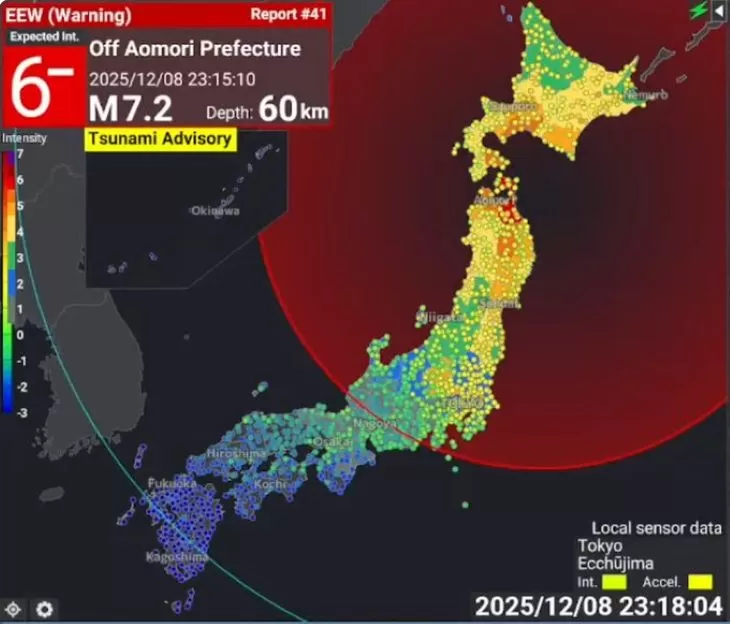 Jepang dilanda gempa bumi magnitudo 7,6 sehingga menimbulkan potensi tsunami 3 meter. (Foto: BNO News)