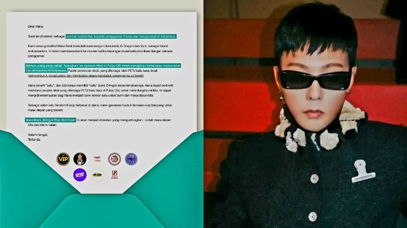 Fans G-Dragon desak Hana Bank: Bawa K-Pop, bukan batu bara. (Instagram @xxxibgdrgn)