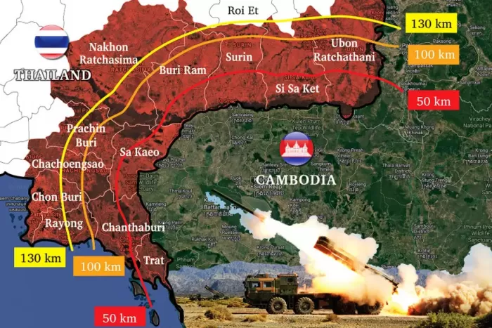 Peta konflik antara Thailand dan Kamboja. (Bangkok Post)
