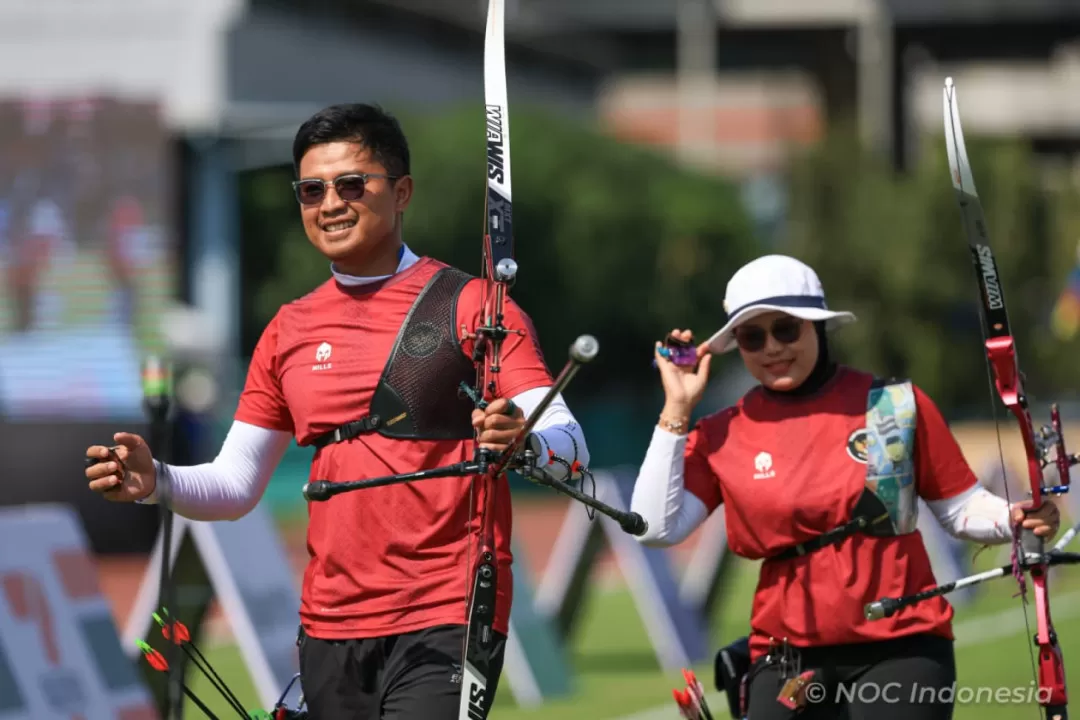 Tim panahan Indonesia beregu putra putri berhasil meraih medali emas SEA Games 2025. (NOC Indonesia)