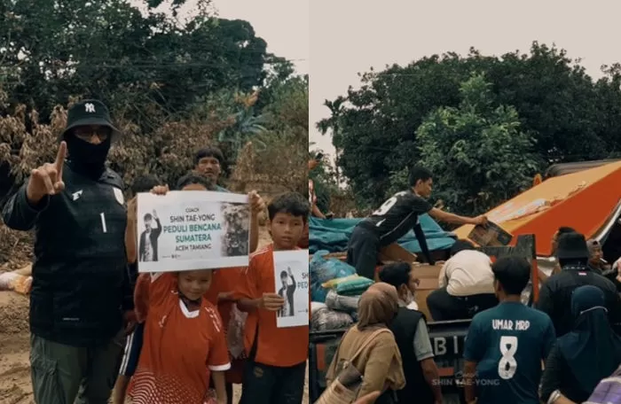 Mantan pelatih Timnas Indonesia, Shin Tae-yong kirim bantuan bagi korban banjir bandang Sumatra (Foto: Instagram/@hantambolaindonesia)
