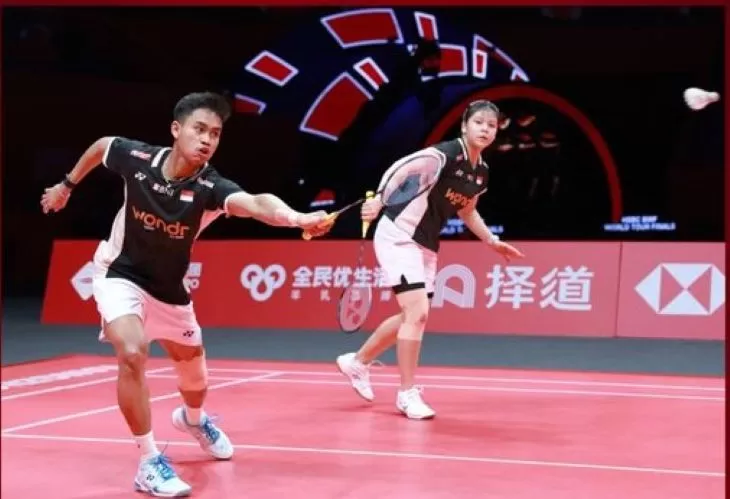 Ganda campuran Jafar Hidayatullah-Felisha Alberta Nathaniel Pasaribu akhirnya mencatat kemenangan pertama di BWF World Tour Finals 2025. (Foto: PBSI)