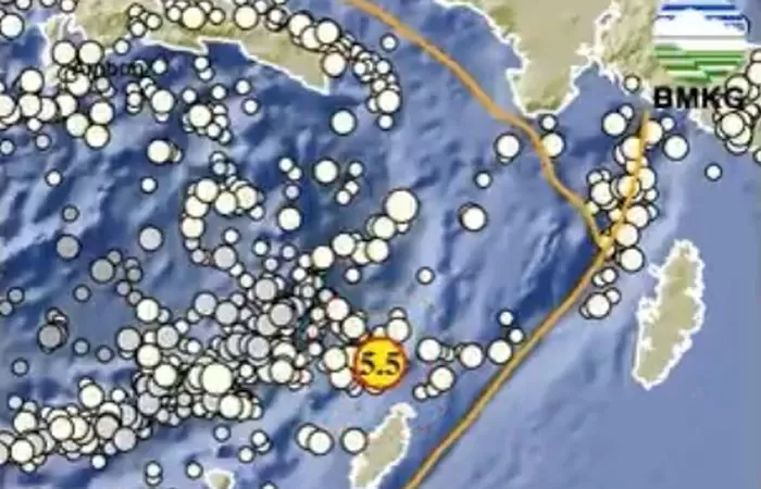 Gempa magnitudo 5,5 guncang Kepulauan Tanimbar, Maluku (Foto: BMKG)