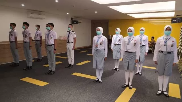 PAKAI MASKER: Suasana seleksi calon anggota Paskibra Kalsel 2020 di Hotel Zuri Ekspress Banjarmasin, 20-24 Juni tadi. Bagi peserta yang lolos seleksi, akan menerima SK dari Gubernur Kalsel, H Sahbirin Noor.