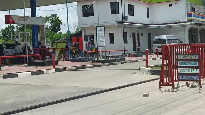 SERING KEHABISAN: BBM jenis Pertalite di SPBU Banjarbaru sering kehabisan meskipun pengiriman masih normal.