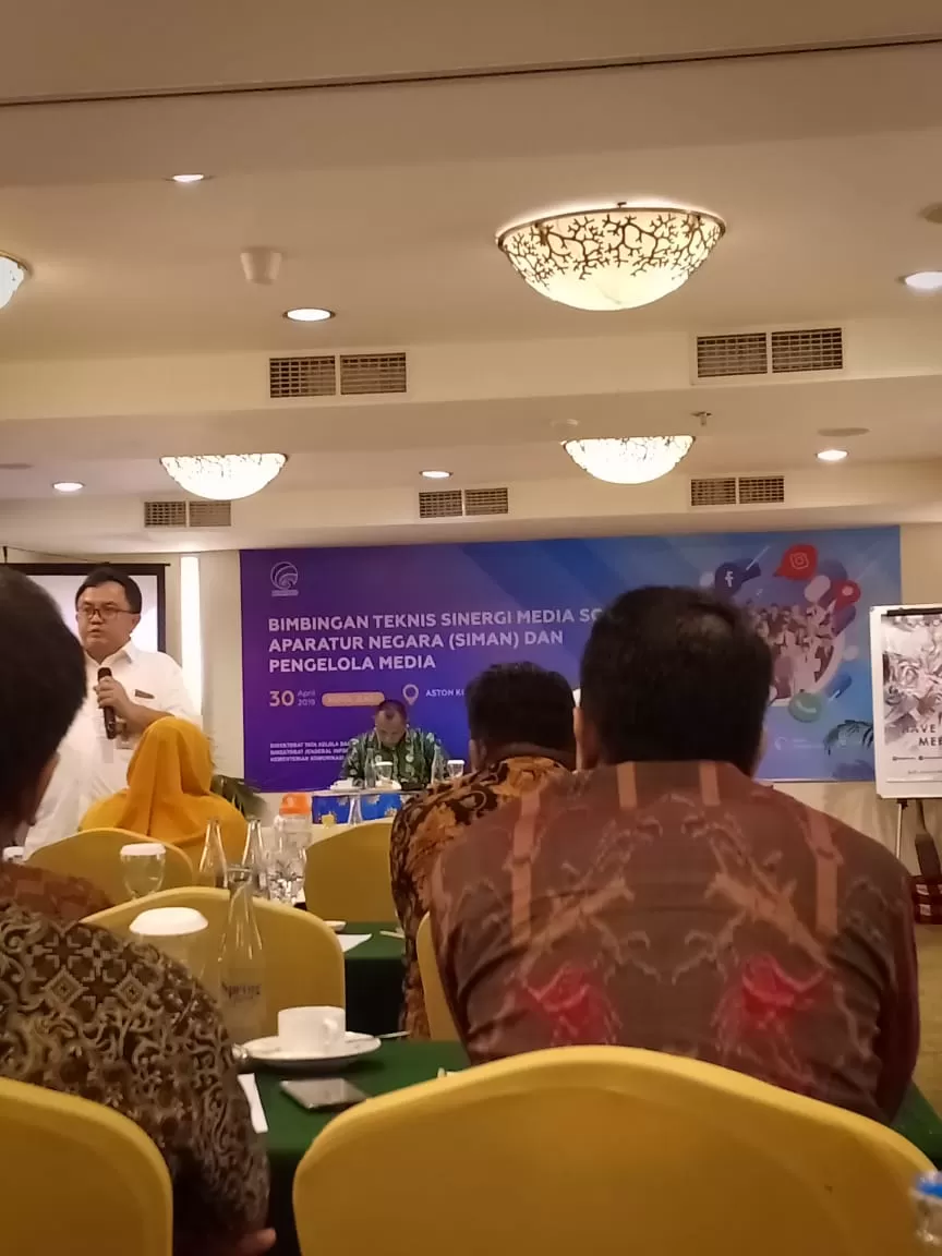 Suasana Rapat Koordinasi dan Bimbingan Teknis (Bimtek) Tim Siman dan Pengelolaan Media di Bali, Selasa (1/5).