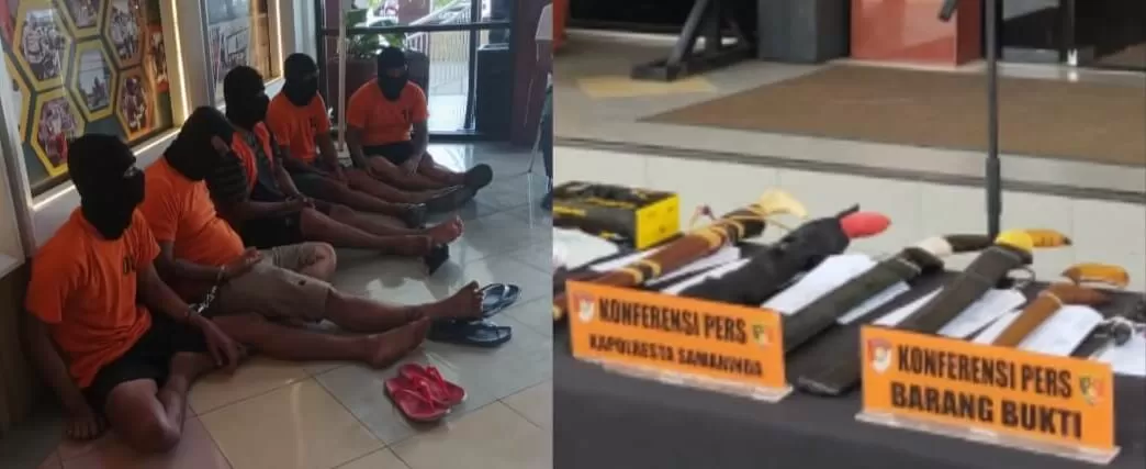 Tersangka dan barang bukti.