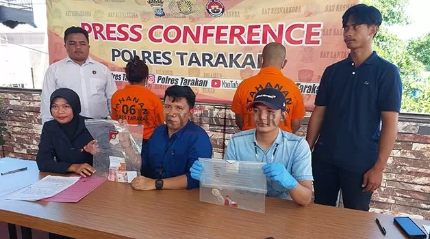 DUGAAN TPPO: Satreskrim Polres Tarakan mengamankan dua tersangka dan barang bukti atas dugaan TPPO, Selasa (27/6).