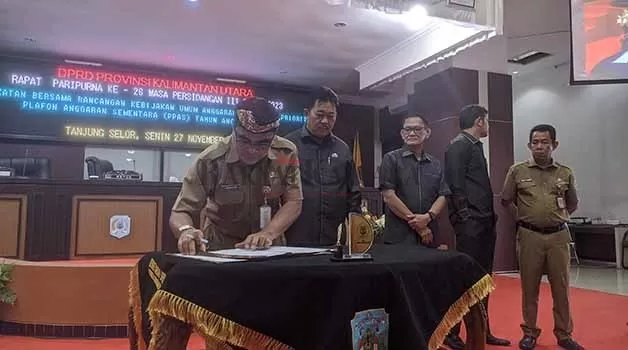 RANCANGAN KUA-PPAS: APBD 2024 ditindaklanjuti dan dibahas antara DPRD dan Pemprov Kaltara saat rapat paripurna yang sudah terlaksana, Senin (27/11).