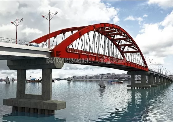 Desain Jembatan Sei Mentaya yang rencananya mulai dibangun 2021 nanti.(DINAS PEKERJAAM UMUM KOTIM)