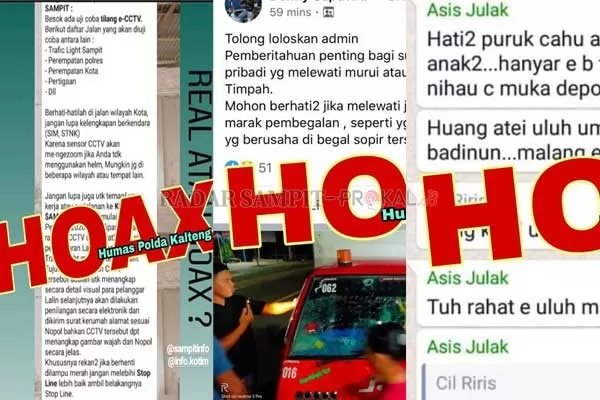 DITERTIBKAN: Sejumlah postingan di media sosial yang distempeli hoax karena mengandung unsur kebohongan dan menyebabkan keresahan di kalangan netizen.(Istimewa/Bidhumas Polda Kalteng)