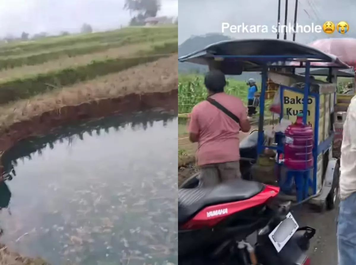 Fenomena sinkhole di Kabupaten Limapuluh Kota, Sumatera Barat.  (Instagram/pdg24jam-TikTok/rdityamarcelino_)