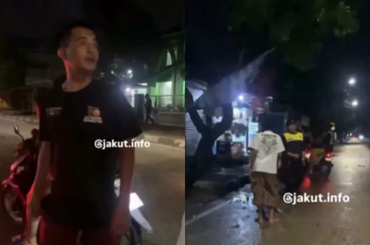 Menyoroti peristiwa viral pemotor yang diduga menganiaya warga di wilayah Koja, Jakarta Utara saat wilayah tersebut dilanda banjir.  (Instagram.com/@jakut.info)