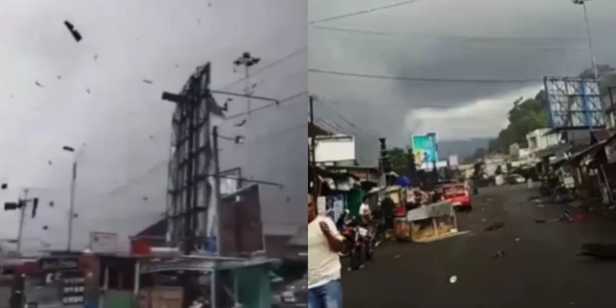 Menyoroti insiden angin puting beliung yang menerjang wilayah Pasar Karangpandan, Kabupaten Karanganyar, Jawa Tengah.  (Instagram.com/@kabupatenkaranganyar)