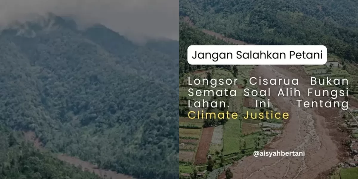 Menyoroti penuturan pegiat lingkungan sekaligus warga Cisarua yang wilayahnya terdampak bencana longsor. (Instagram.com/@aisyahbertani)