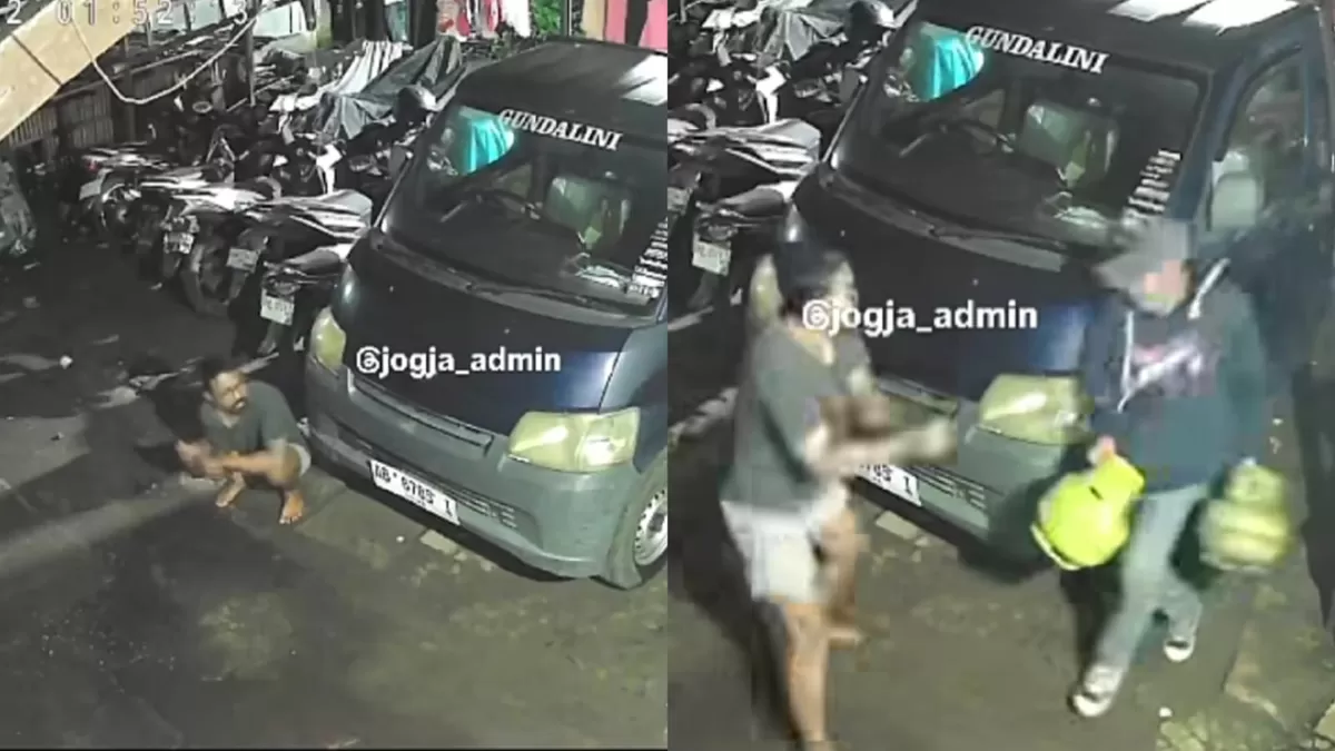 Momen warga tangkap maling gas LPG 3 kg di Yogyakarta.  (Instagram/jogja_admin)