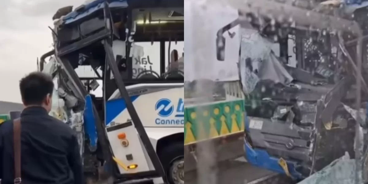 Terjadi kecelakaan yang melibatkan 2 bus TransJakarta di kawasan Halte Cipulir, Jakarta Selatan, pada Senin, 23 Februari 2026.  (Instagram.com/@dascamindonesia)