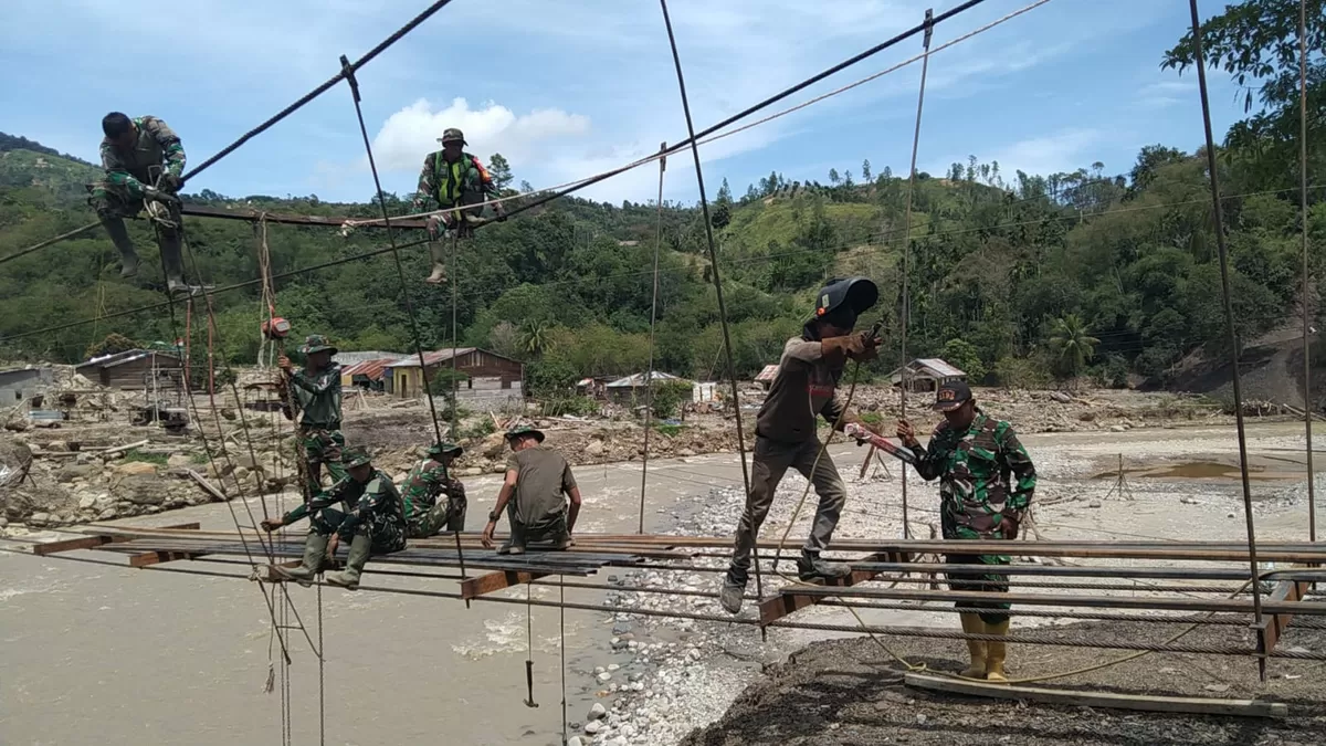 Kodim 0106/Aceh Tengah Kebut Pembangunan Jembatan Gantung Desa Burla (Istimewa)