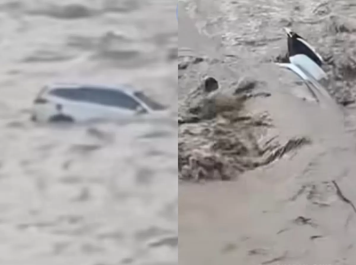 Penyelamatan mobil Camat Pantan Cuaca di Gayo Lues yang terseret arus sungai.  (Instagram/eksotisaceh)