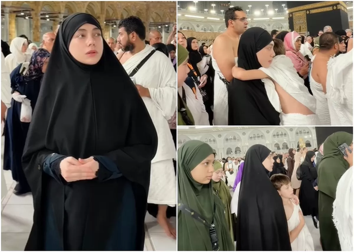 Potret Celine Evangelista jalankan ibadah umroh dengan membawa keempat anaknya ke tanah suci (Instagram/celine_evangelista)