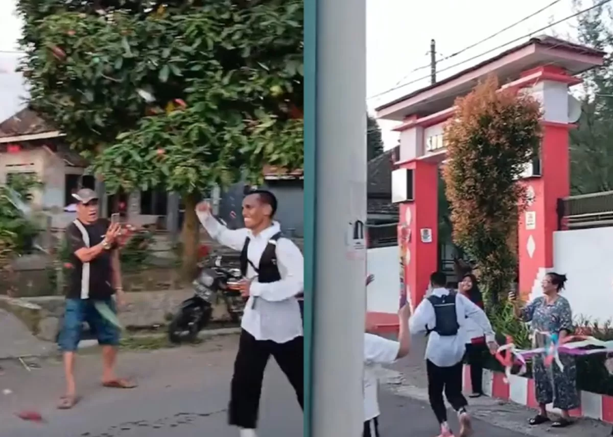Penjaga sekolah di Banyuwangi, Abdurrahman, menuntaskan nazar lari sejauh 51 kilometer .  (Instagram/ indo_psikologi)