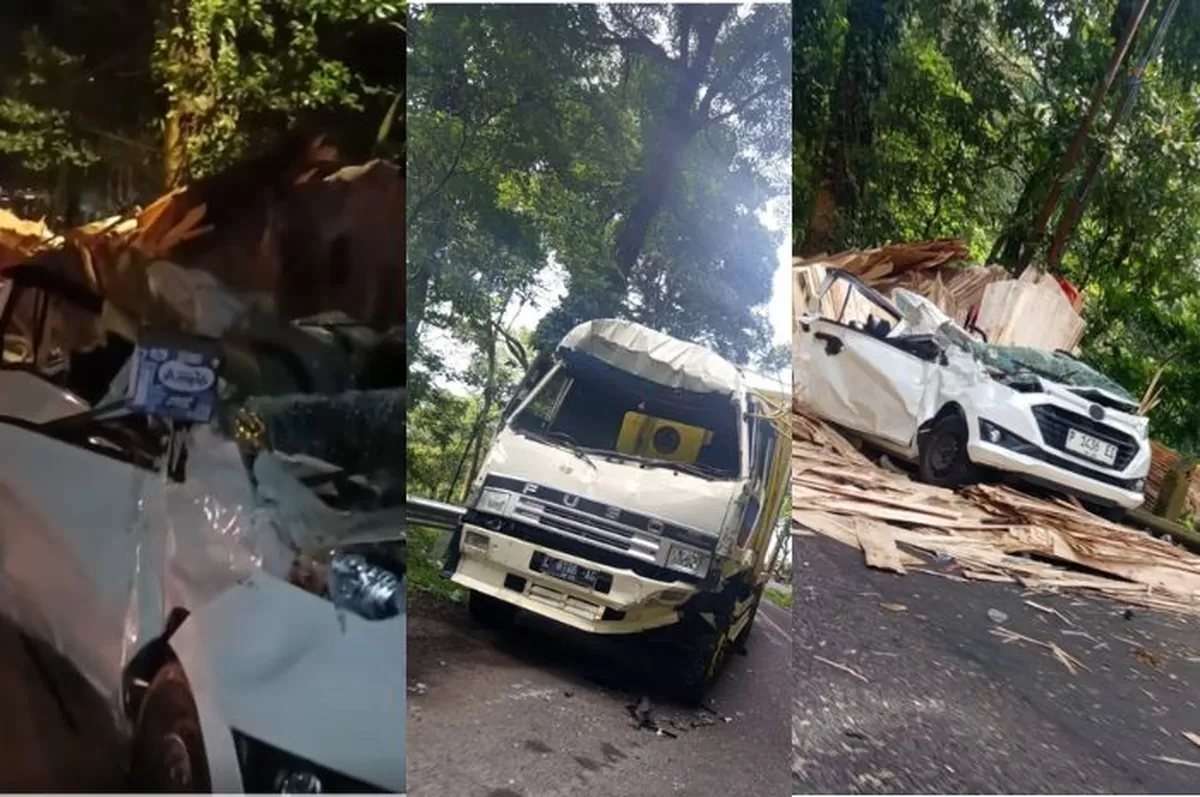 Kondisi 2 mobil yang terlibat dalam kecelakaan di Gumitir (Kolase Facebook/@happy.herry.90, Samsul Hadi)