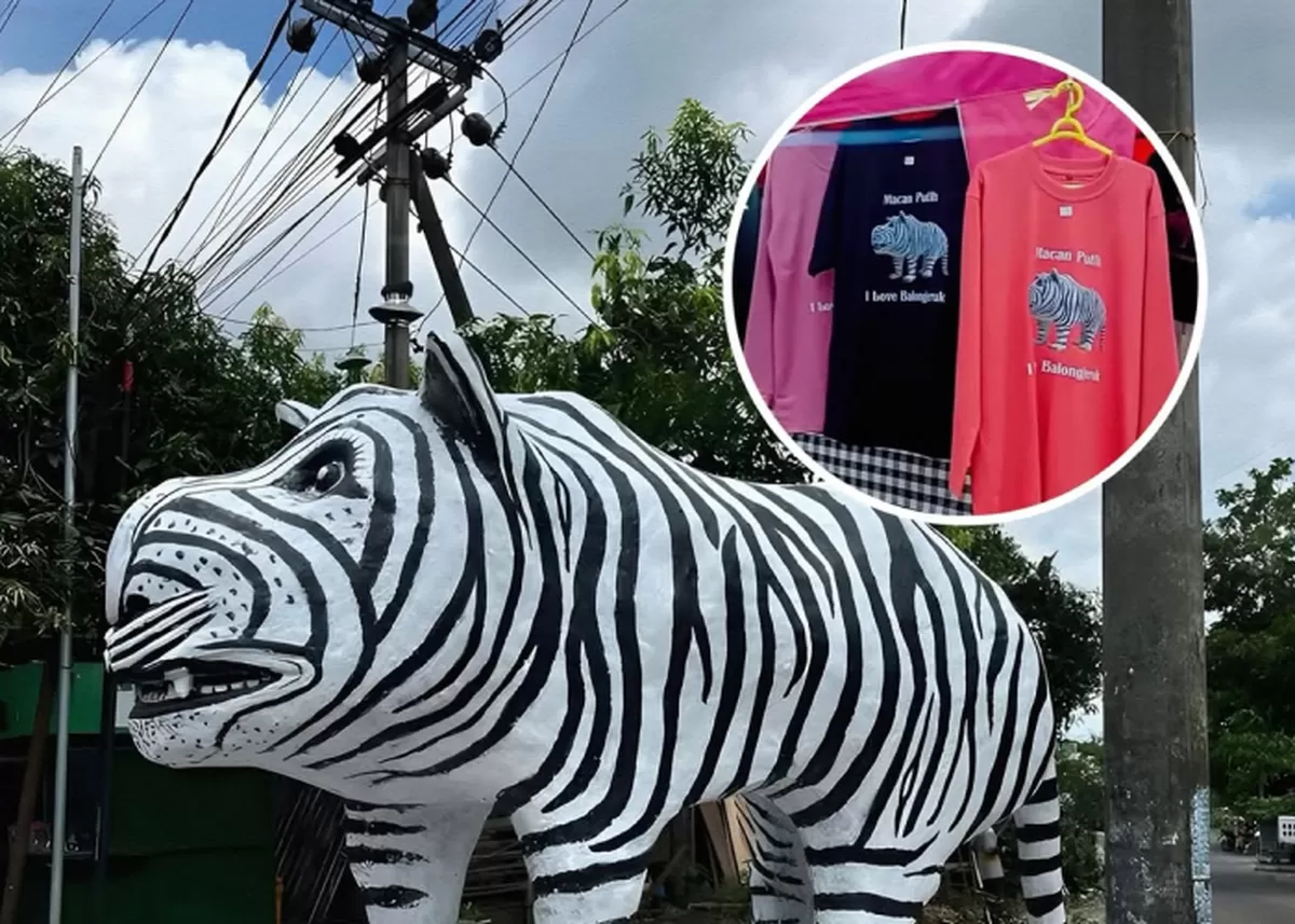 Patung Macan Putih Kediri yang viral telah memiliki merchandise.  (Instagram/kultudomestik)