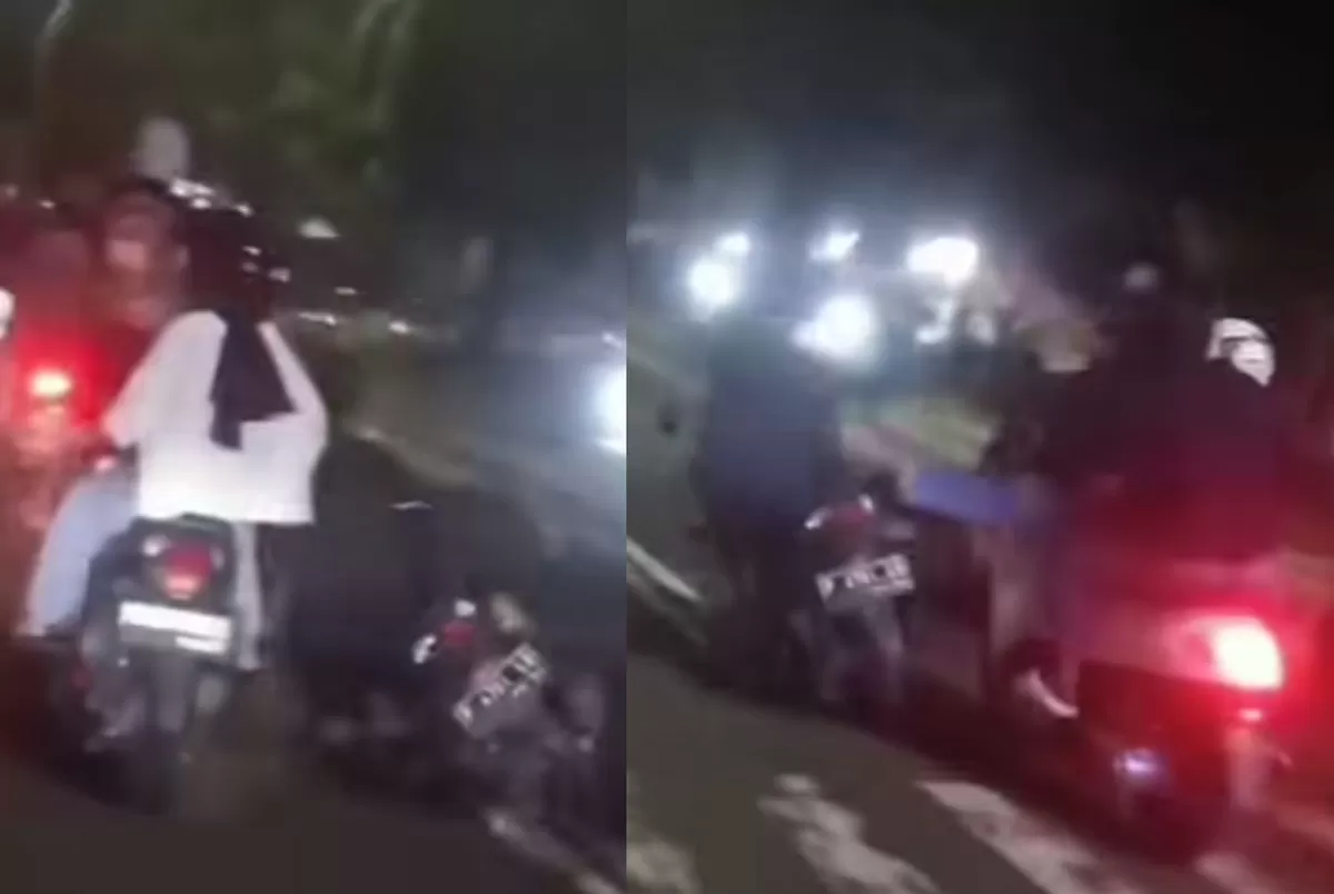 Video detik-detik pengendara ditentang oleh pengendara lain saat konvoi di depan Lippo Jember  (Instagram.com/@infojember)
