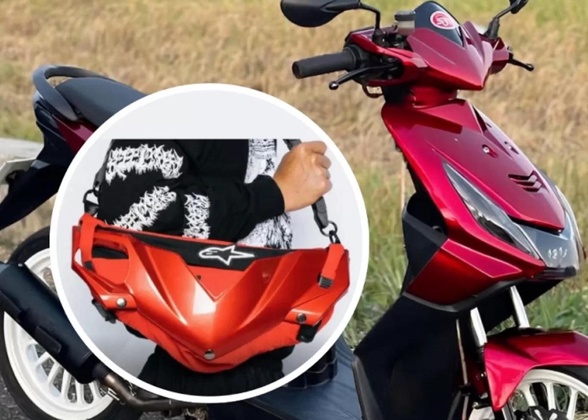 Potret batok motor Beat karbu naik kelas jadi tas eksklusif bernilai jutaan. (Instagram/folkkonoha)