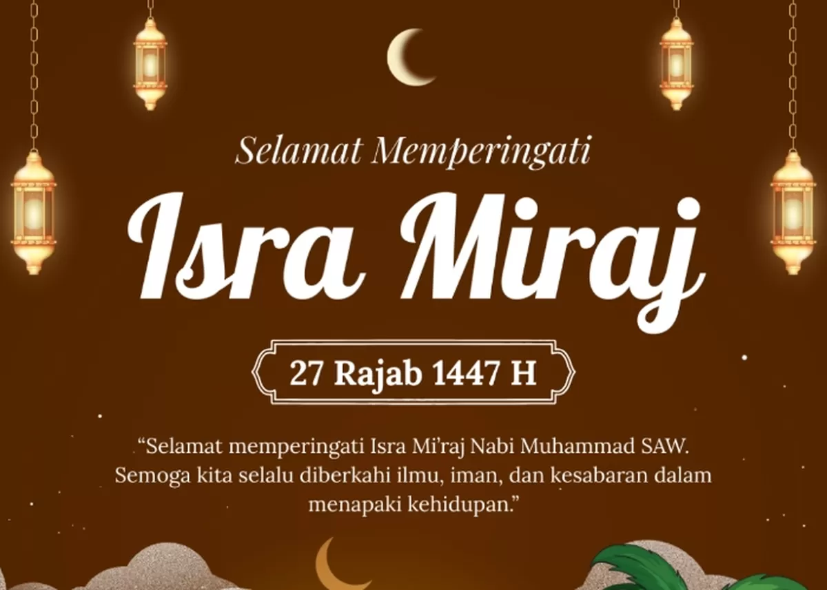 Template poster untuk perayaan Isra Mi'raj 2026.  (Canva.com/ilutaka)