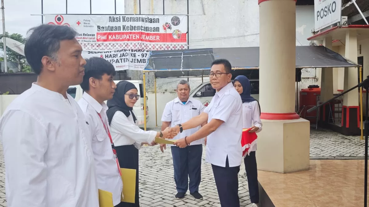 Apel Gabungan Awal Tahun yang digelar di markas PMI Jember pada Senin (12/1/2026) pagi. (Dok. PMI Jember)