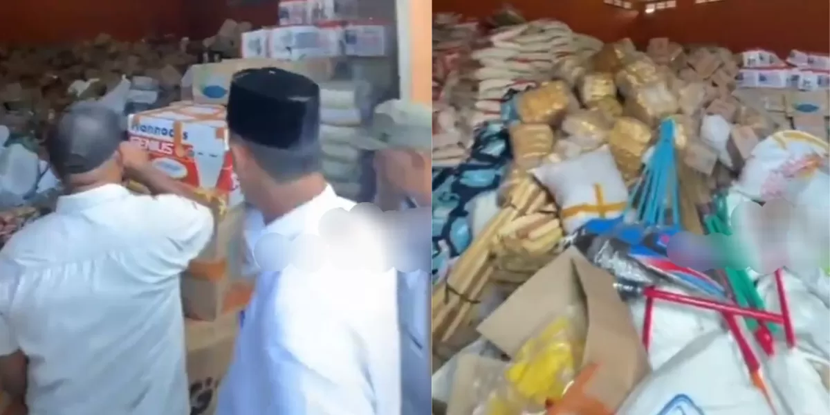 Timbunan bantuan di Bireuen yang ditemukan DPRK  (YouTube KOMPASTV )