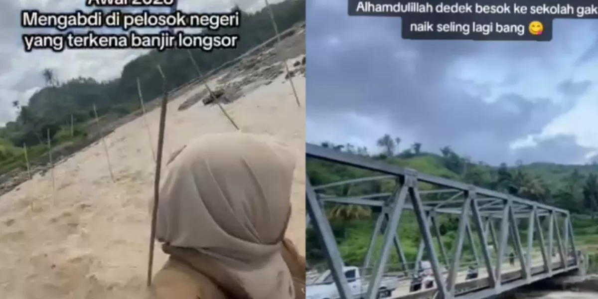 Akses Desa Bah, Kecamatan Ketol, Aceh Tengah yang sempat terisolir kini mulai terbuka dengan akses jembatan bailey. (Instagram/sinta_shaa)
